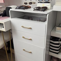 ✨ White Vanity Table with Mirror & Storage Bench