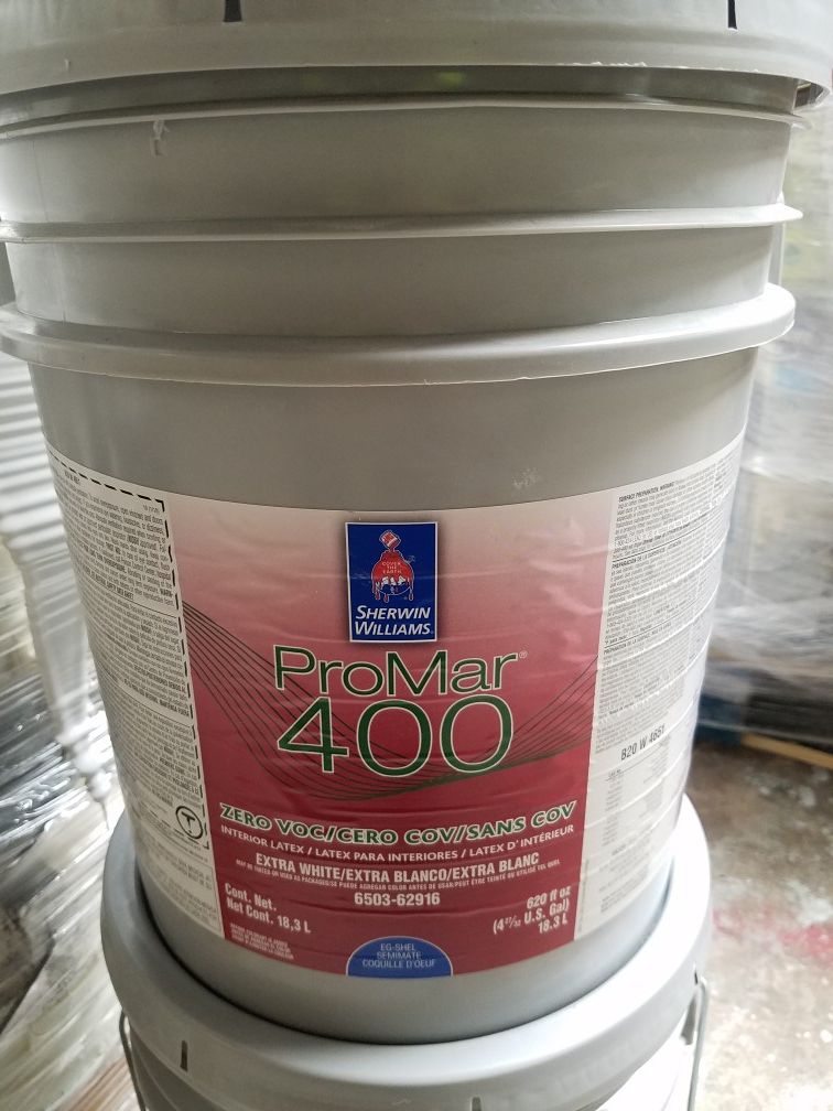 New 5 gallon Kelley Moore ProMar 400 White Semi Gloss Paint (Ask about other colors and sheens if needed)