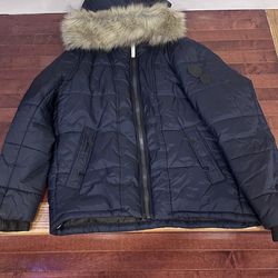 G-Star Navy Jacket with Faux Fur Trim