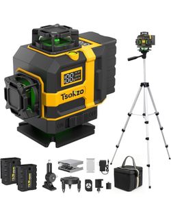 16 Lines Laser Level with Tripod, DIY Projects, Self-Leveling, 2 Batteries for Home Renovation, Indoor Project