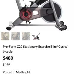 Pro-Form C22 Stationary Exercise Bike/ Cycle/ bicycle