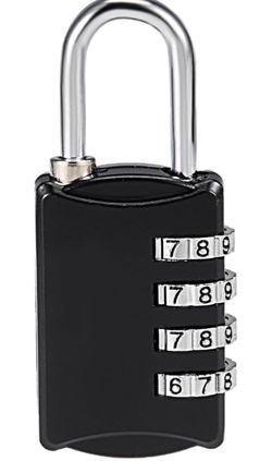 uxcell 4 Digit Combination Padlock, 4mm Shackle, Zinc Alloy Lock Waterproof Lock for Gym Locker Fence Suitcase Travel Outdoor, Black