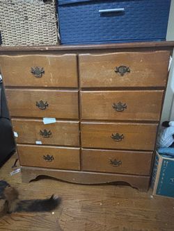 Vintage Wood Dresser with 8 Drawers