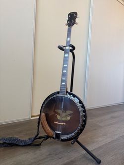 Vintage-Style 5-String Resonator Banjo – Wood Back w/ Eagle Design