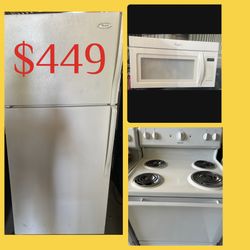 3Pc Refrigerator Stove And Microwave Delivery Today