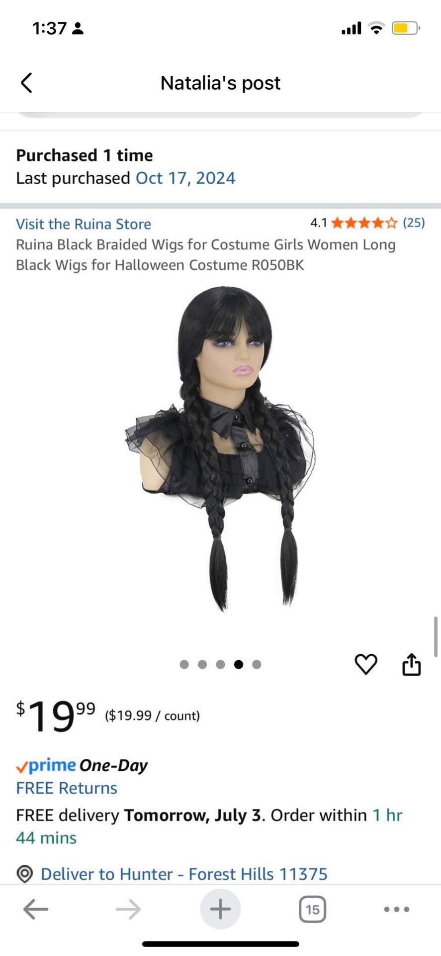 Black Wednesday wig