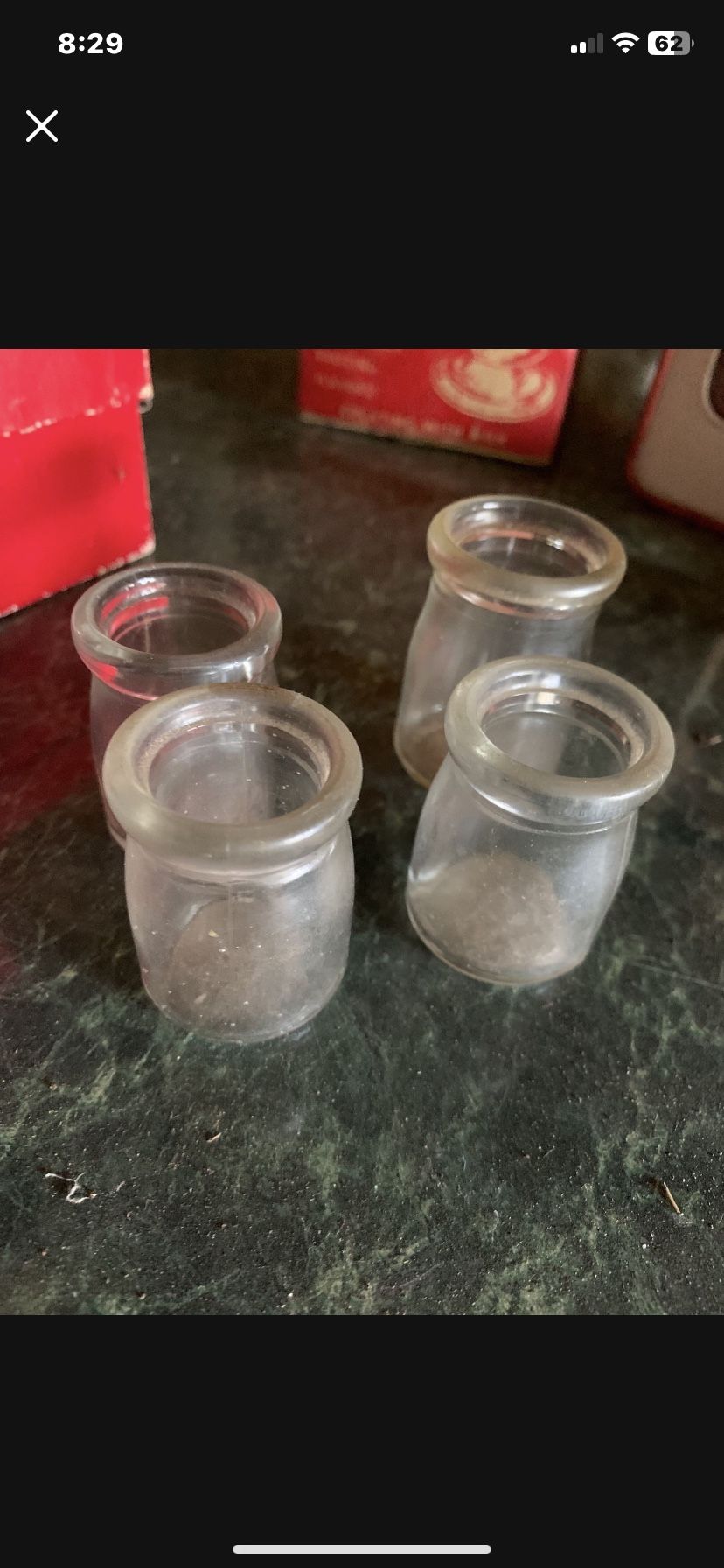4 Vintage Glass Cream Milk Bottles