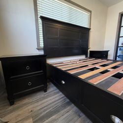 Queen Storage Bed Set w/ Drawers + Dresser + 2 Nightstands