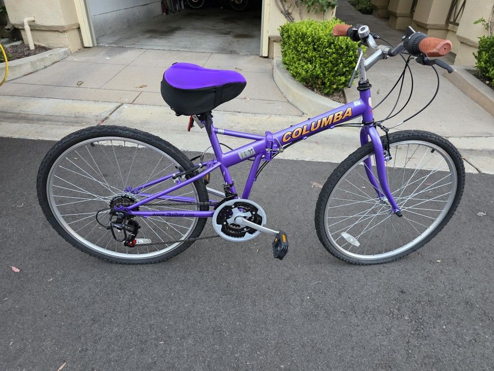 New Columba 26" Steel Folding Bike, Lavender.