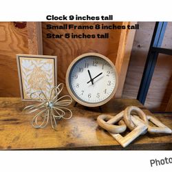 Round Wood-Frame Tabletop Clock 9 Inches