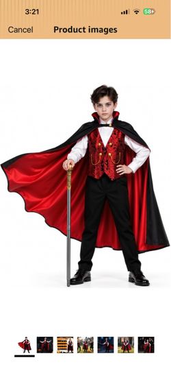 PEADUCK Kids Vampire Costume for Boy, Halloween Costumes Dress Up Role Play Set