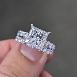 Limited Time Offer 6.09Ctw Princess Cut Diamond Ring Set Engagement And Wedding Band 