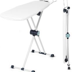 Dazzl 360 * Dual-Sided Iron Board - Torso-Shaped Ironing Board Full Size with 8-Level Adjustable Height, Detachable Iron Holder, Garment Clips - HDPE 