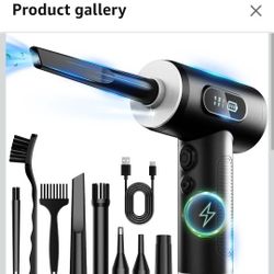 Compressed Air Duster-3 Gear Adjustable 100000RPM Electric Air Duster with LED Light, Rechargeable Cordless Air Blower for Keyboard Electric Devices C