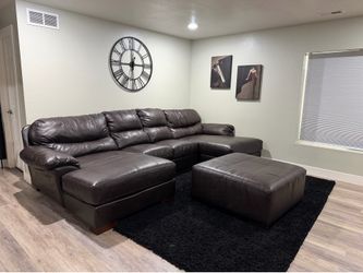 Leather Couch with Ottoman