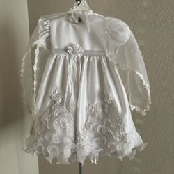 White Baptism Dress Size 1 