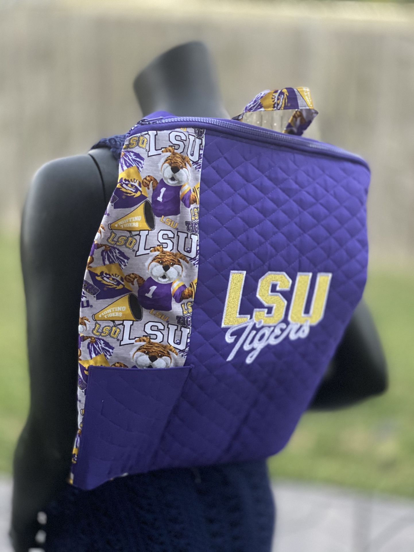 HANDMADE Quilted LSU Backpack