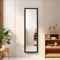 New Beauty4U Full Length Wall Mirror Shatter Proofs, Rectangular Float Framed for Room Decor, 50" x 14", Black