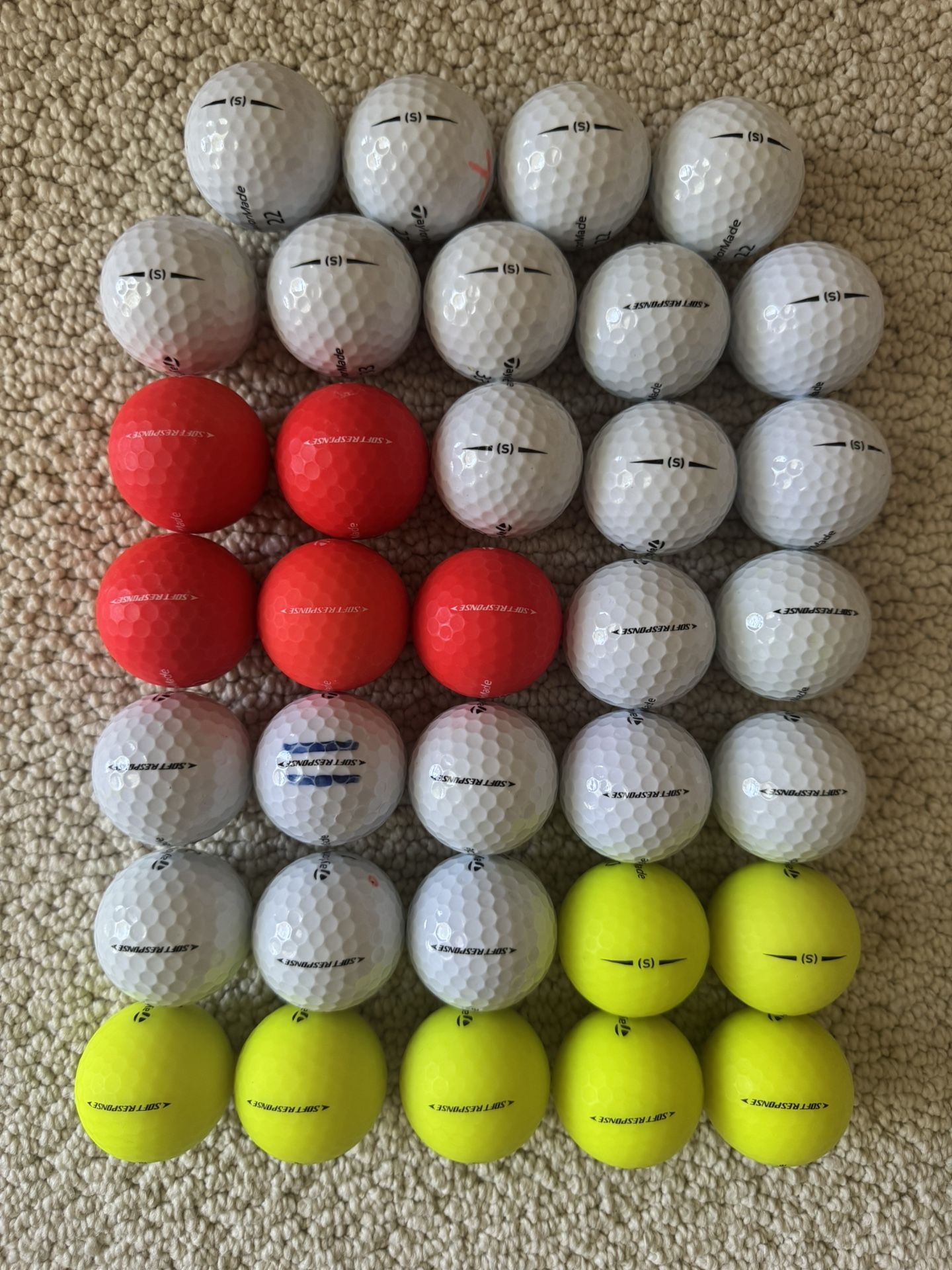 21 TaylorMade Soft Response and 13 Project S golf balls