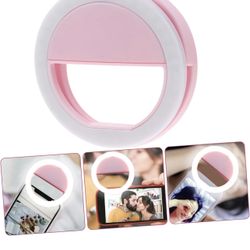 Phone Clip LED Ring Light for Mobile Phones Durable Practical Design with Color Modes for Makeup and Streaming Pink