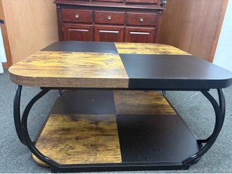 Modern Checkerboard Coffee Table with Storage Shelf