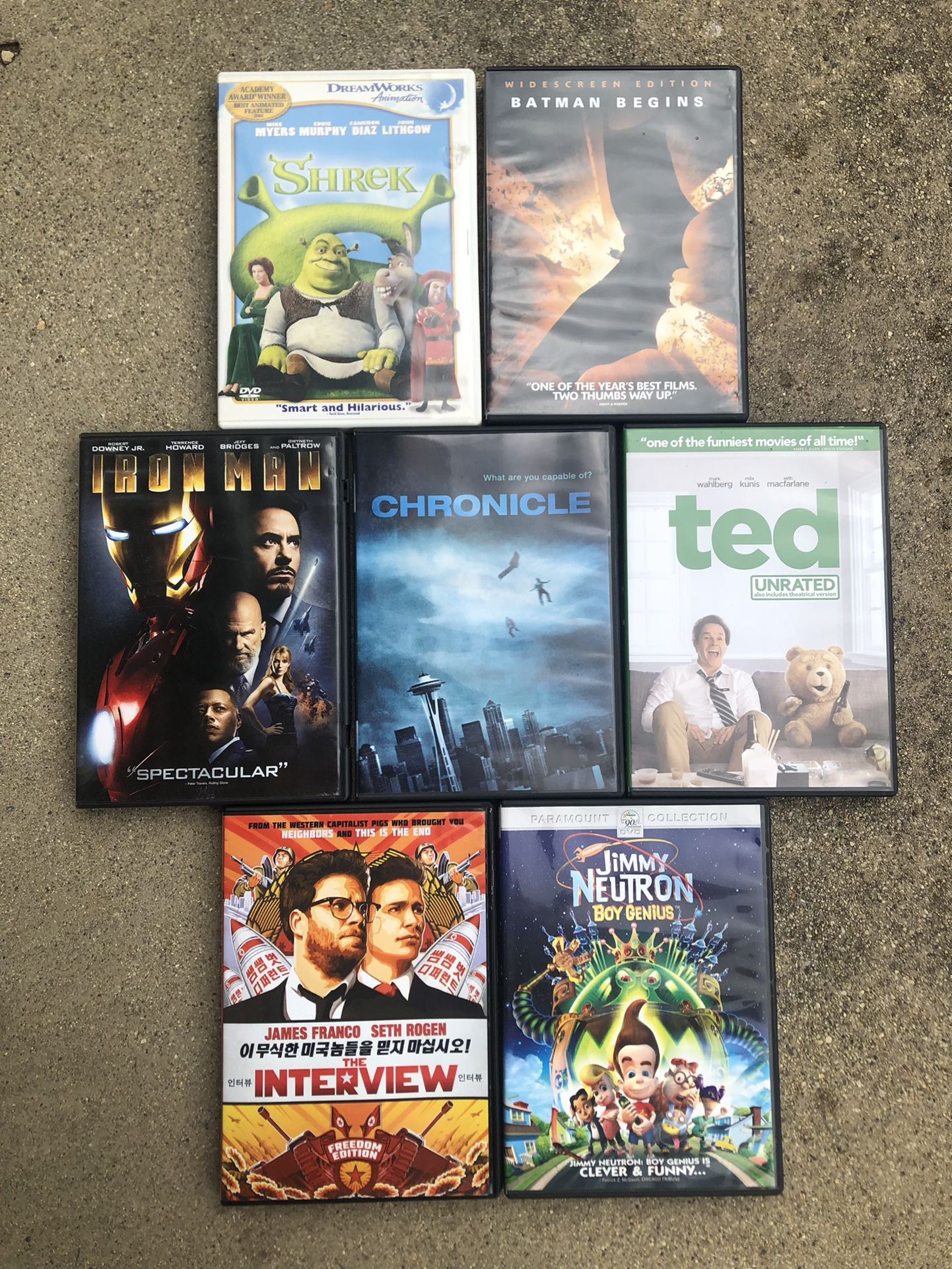 Various Used DVD Movies. Shrek, Batman, Iron Man, more…