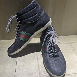 Gucci Men's Glitter Web High-top Sneakers in black Size 7 Men’s