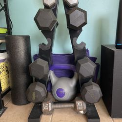 Dumbbell Set w/ Stand – $125 (Complete Home Gym Setup)
