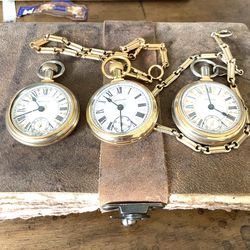 3 Vintage Railroad Pocket Watches