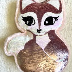 Sequin Fox 🦊 “Mermaid” Plush Animal Pillow