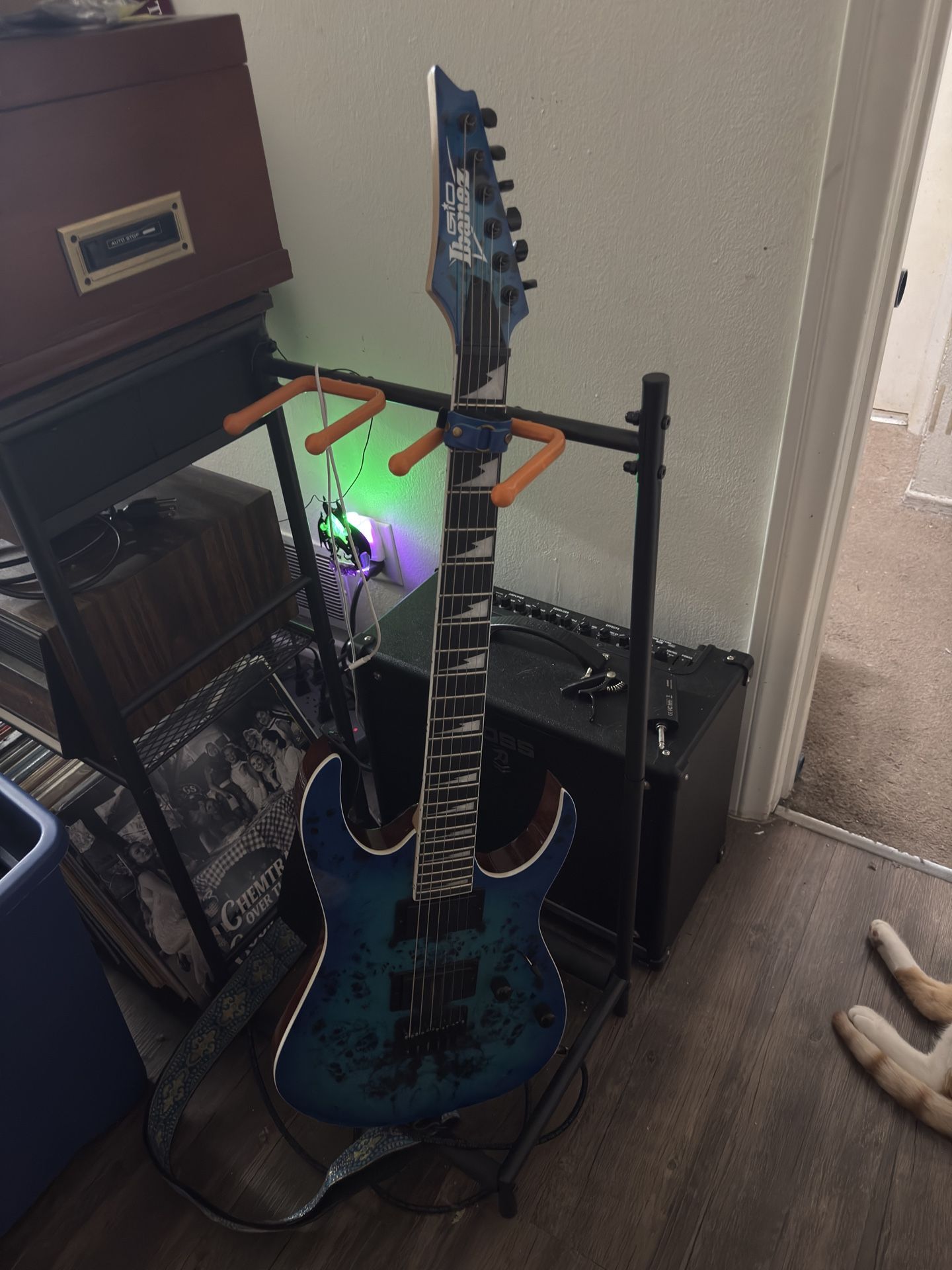 Ibanez Electric Guitar And Boss Amp