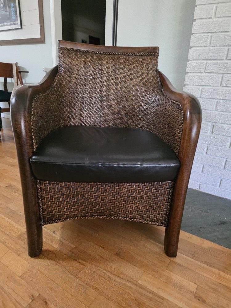 Rattan And Hardwood Chair