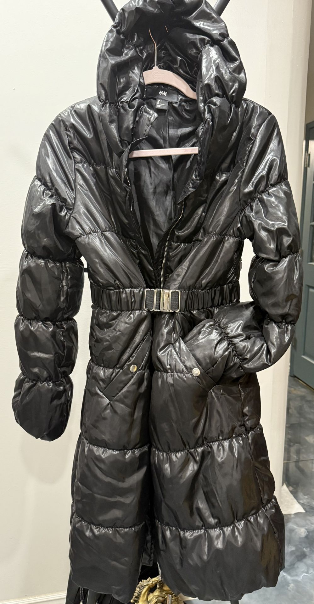H.M. WOMEN'S BLACK QUILTED PUFFER PARKA JACKET SIZE 4