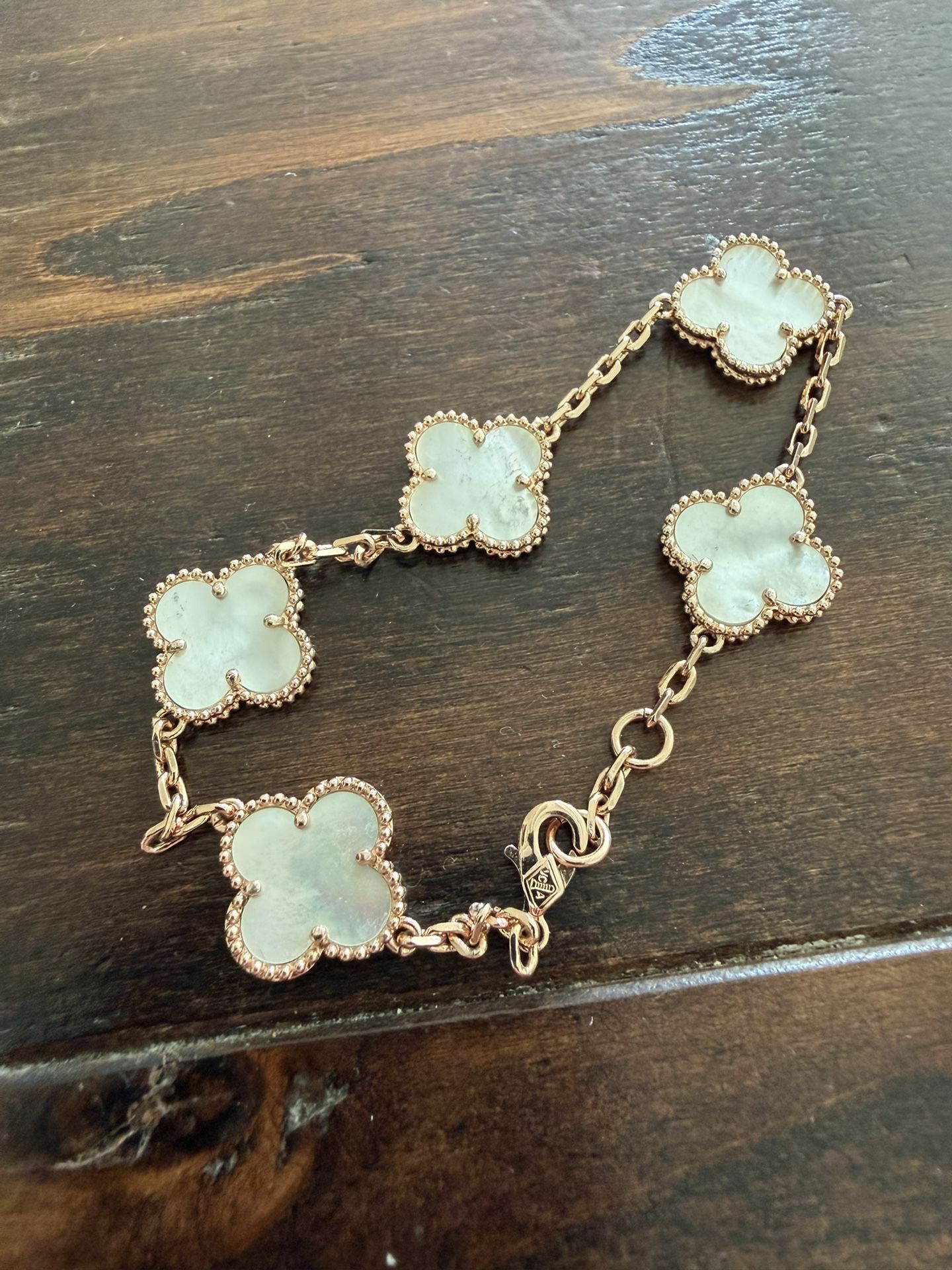 Van Cleef & Arpels Rose Gold & Pearl Charm Bracelet