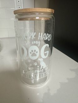 Glass dog mom cup with glass straw