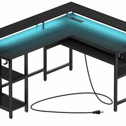 L Shaped /Reversible LED Computer Desk 