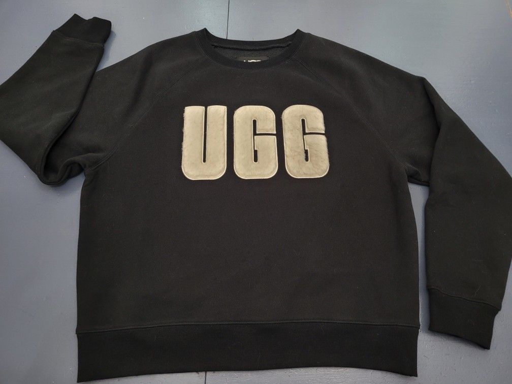 UGG Brand Madeline Fuzzy Logo PullOver Sweater Sweatshirt Top Sz M.