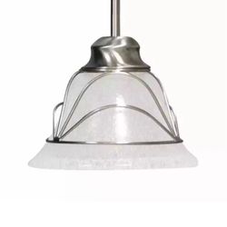 Rhodes Brushed Nickel Transitional Seeded Glass Bell Pendant💡 ceiling,Free Ship