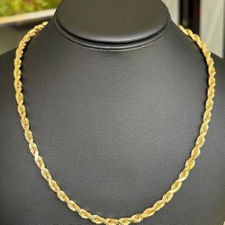 Jewelry 14k solid yellow gold Rope necklace chain 20.50" 5.75mm width