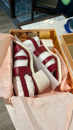 Red Leather Strappy Sandals