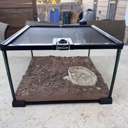 12” x 12” x 8” Reptile Glass Terrarium Tank Full View with Top Ventilation, Amphibians.
