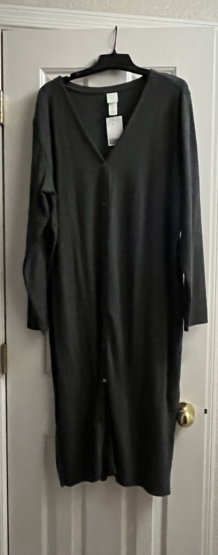 Womens Full Length H&M Charcoal cardigan Sz XL New W Tag