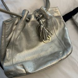 Michael Kors Silver Satchel Bag