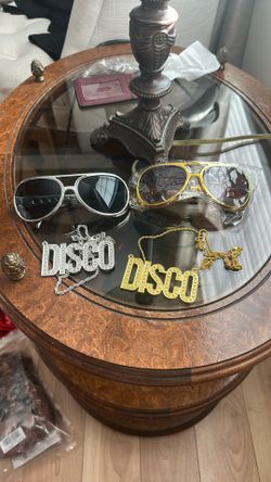 Disco Sun Glasses And Chain - For Costume