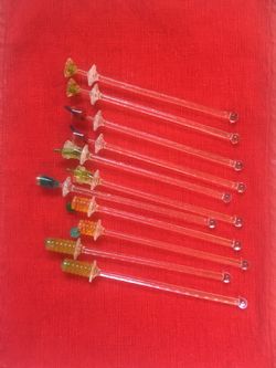 Set of 11 vintage acrylic cocktail swivel sticks