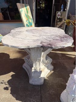 Antique marble top plaster Paris base Dinner table