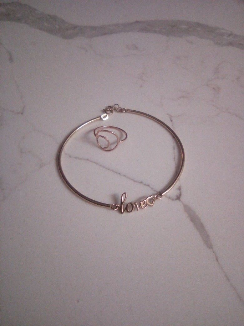 2.7 Grams Of Gold Love Bracelet And Ring Set
