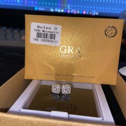 VVS1 Gra 8mm 925 silver moissanite earrings