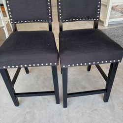2 Black Bar Stools 