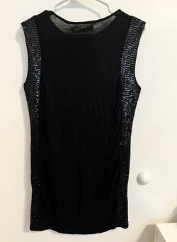 AllSaints Hand Embellished Mini Black Dress, tunic. Size 6